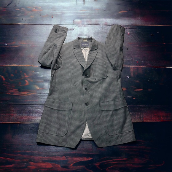 Banana Republic Modern Fit Men Medium Grey Light Grey Striped Suit Jacket Sz 44L - Picture 12 of 16